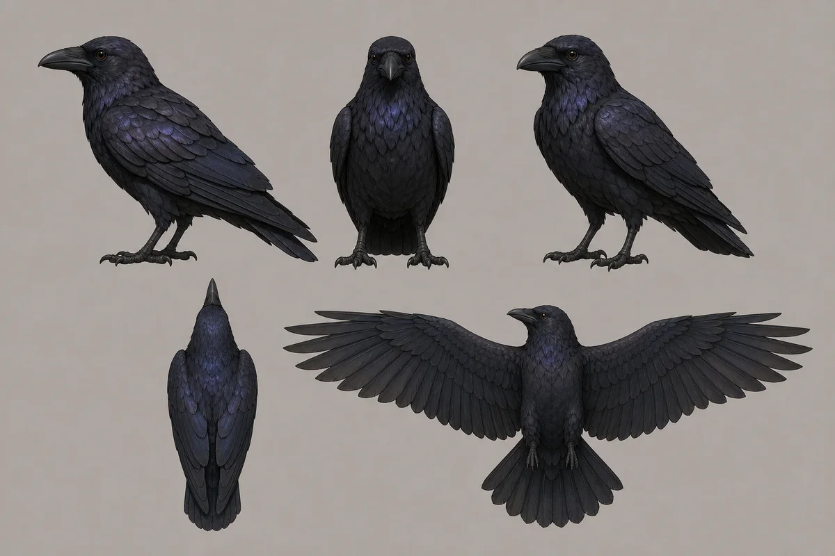 Engraved concept study of a raven in the wood.